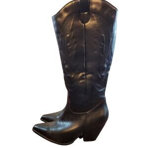 SheSole knee high womens cowgirl boots black sz 7.5-8 western festival